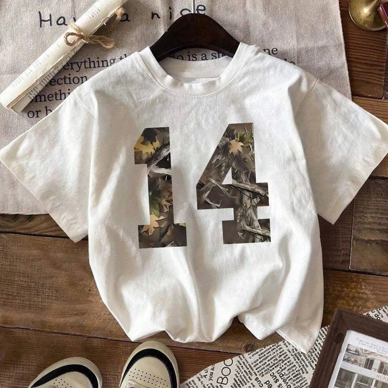 Women's Camo Print Round Neck Graphic Tee, Vintage Trendy Casual Short Sleeve T-shirt for Daily Wear, Ladies All Seasons...