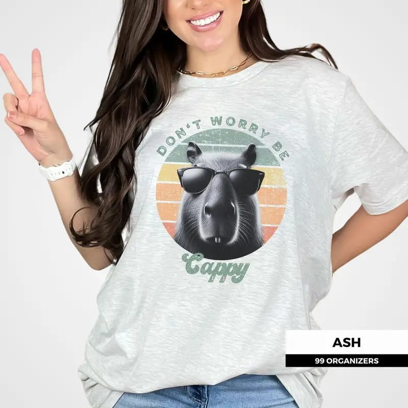 Women's Capybara Retro Shirt, Capybara Gift Tee Cotton Top Hoodie Sweatshirt | PrintMintTees.com