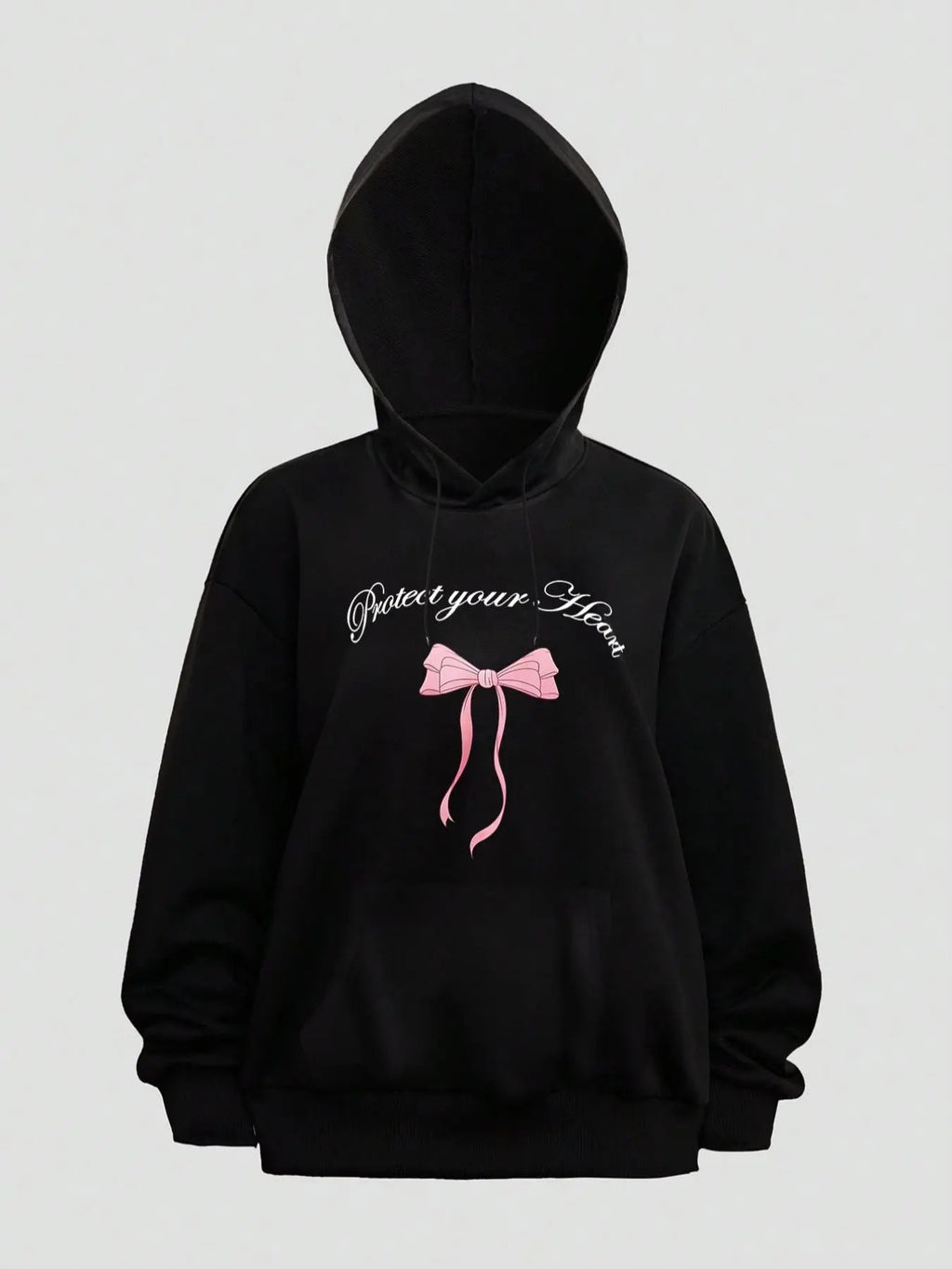 Women's Cartoon Bowknot & Letter Print Hoodie, Fashion Casual Hooded Sweatshirt for Daily Holiday Outdoor Wear, Women...