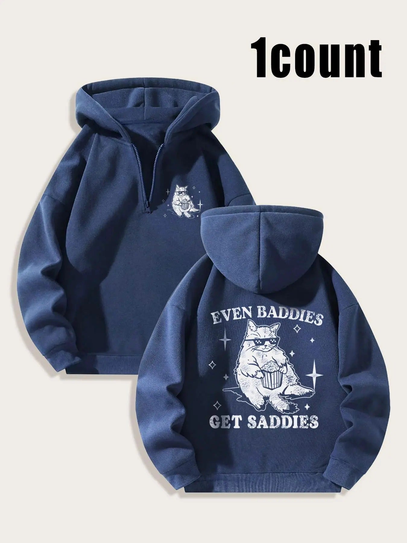 Women's Cartoon Cat Print Hoodie, Fashion Casual Hooded Sweatshirt for Daily Holiday Outdoor Wear, Ladies Clothes for...