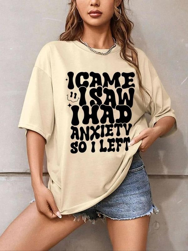 Cartoon Face & Letter Print Round Neck Casual Drop Shoulder Half Sleeve Daily All Seasons Shirt Hoodie Sweatshirt