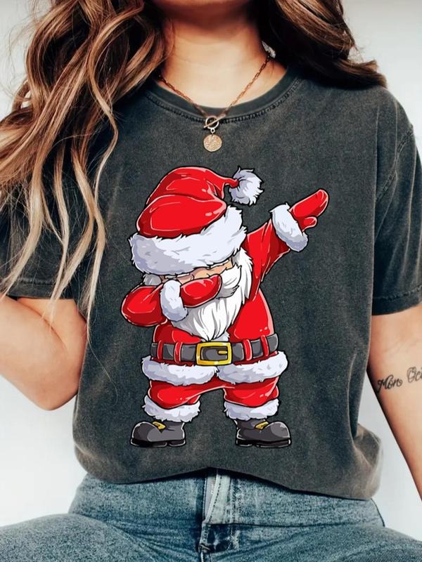 Women's Cartoon Graphic Print Round Neck Tee, Casual Short Sleeve Crew Neck T-shirt for Daily Wear, Ladies Clothes for...