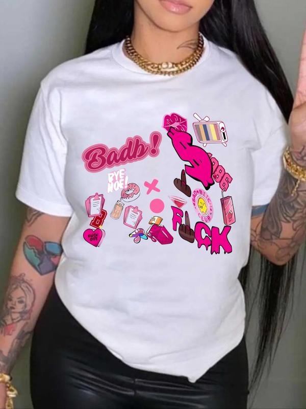Cartoon Print Round Neck Casual Short Sleeve Daily Summer Clothesstyle{N002}2 T-Shirts, Hoodie, Sweatshirt