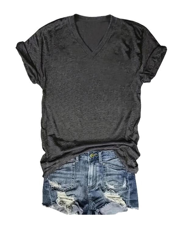 Women's Cartoon Graphic Print V Neck Tee, Fashion Casual Short Sleeve T-shirt for Daily Wear, Ladies Clothes for All...
