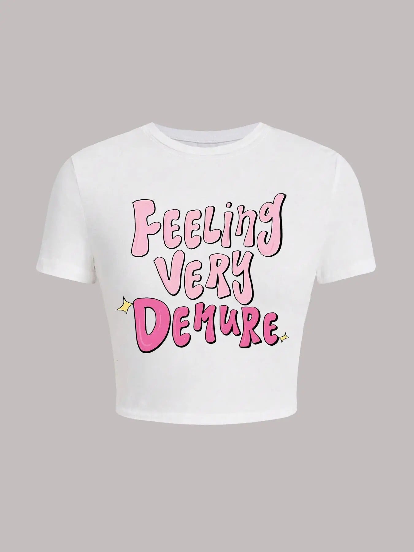 Women's Cartoon Letter Print Round Neck Crop Tee, Fashion Casual Crew Neck Short Sleeve T-Shirt for Daily Holiday...