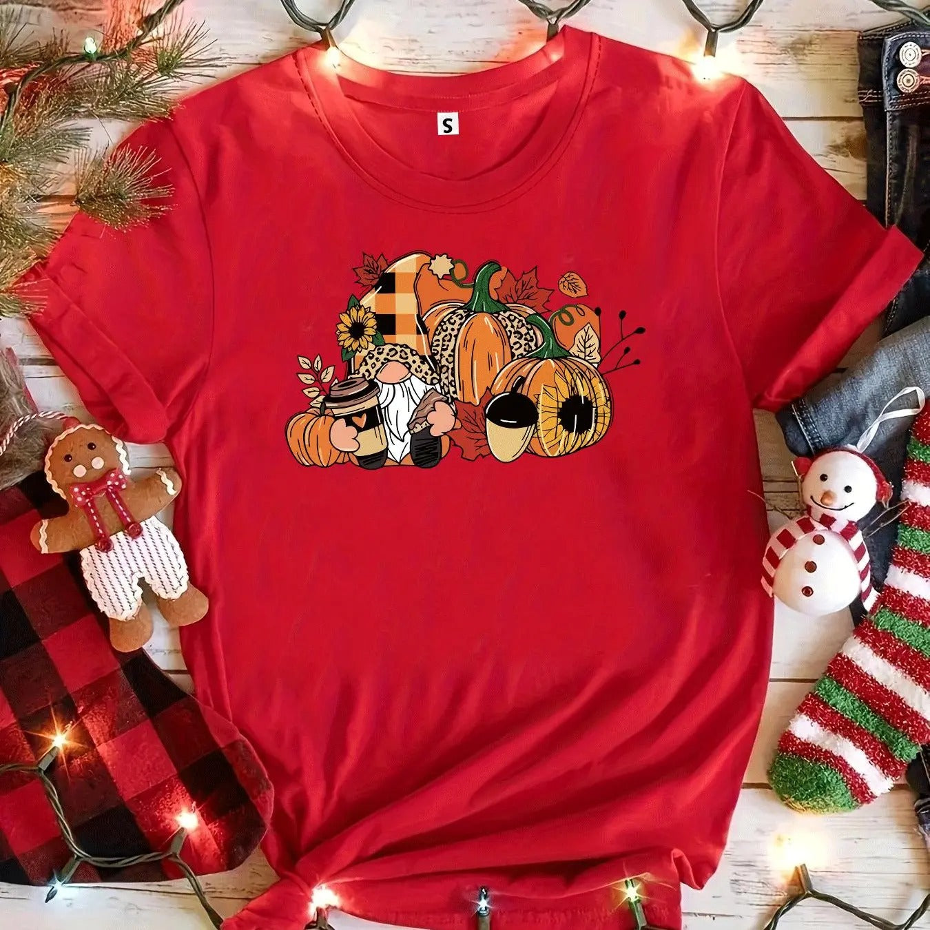 Women's Cartoon Pumpkin Print Round Neck Tee, Fashion Casual Short Sleeve T-shirt, Ladies Summer Clothes for Daily Wear,...