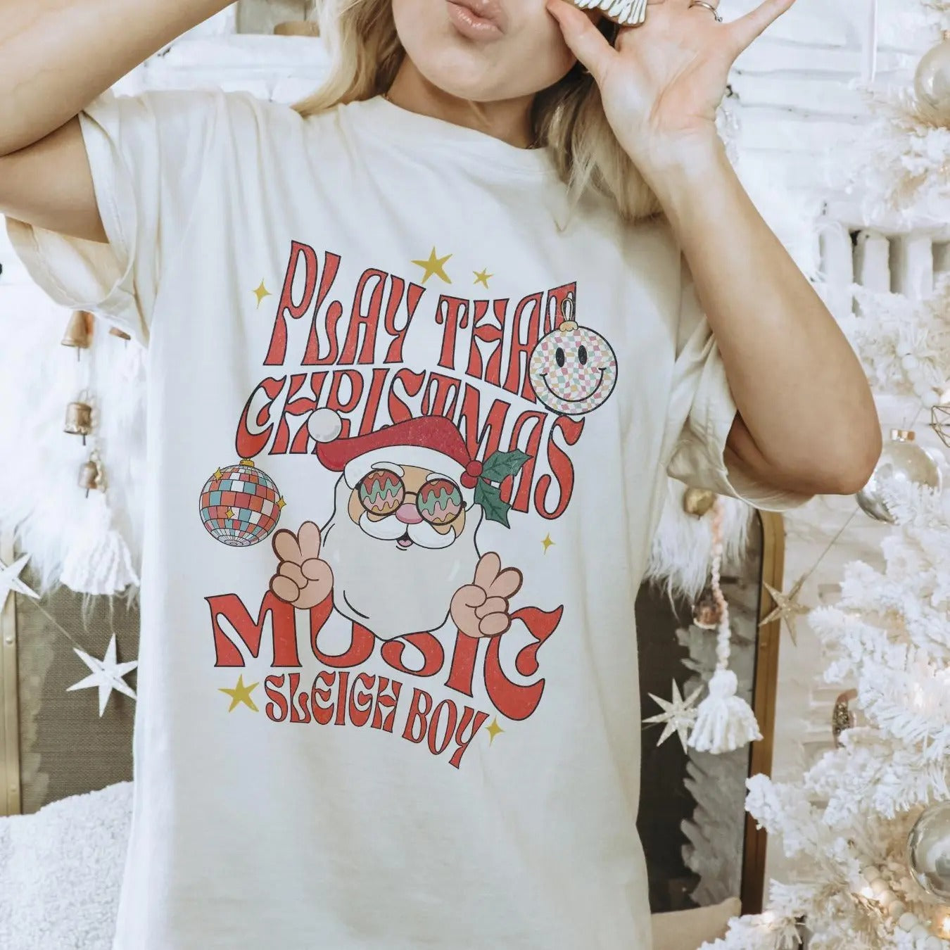 Cartoon Santa Claus Print Round Neck Casual Short Sleeve Clothes Daily T-Shirts, Hoodie, Sweatshirt