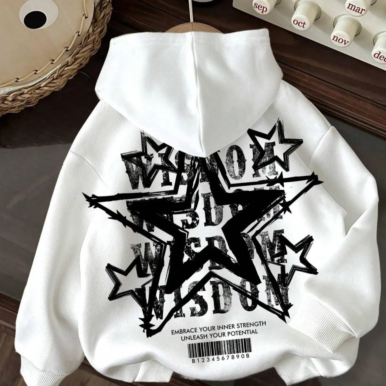 Cartoon Star Print Casual Long Sleeve Hooded Daily Outdoor Fall & Winter T-Shirts, Hoodie, Sweatshirt