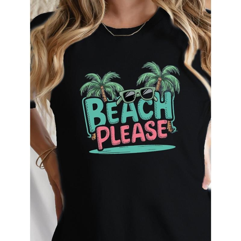 Women's Casual "Beach Please" Graphic T-Shirt