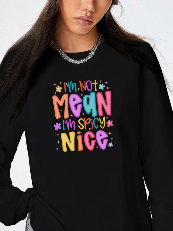 Women's Casual Floral Letter Print Long Sleeve Round Neck Pullover Sweatshirt, Fitted Style, Moderate Fabric, Fall &...