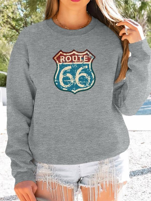 Women's Casual Floral Print Long Sleeve Round Neck Pullover Sweatshirt, Fitted Kint Fabric, Fall & Winter Fashion, 9...