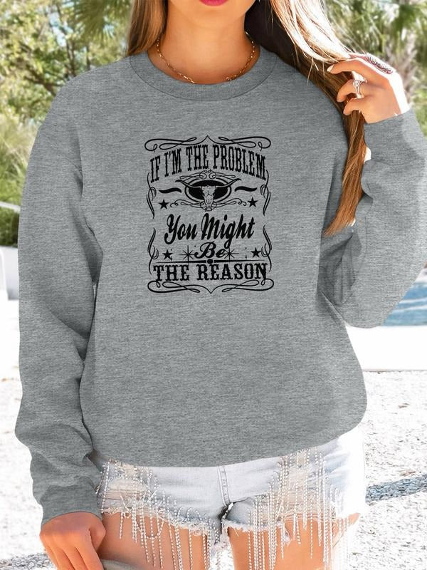 Women's Casual Floral Print Long Sleeve Round Neck Pullover Sweatshirt, Fitted Kint Fabric, Fall & Winter Fashion, 9...