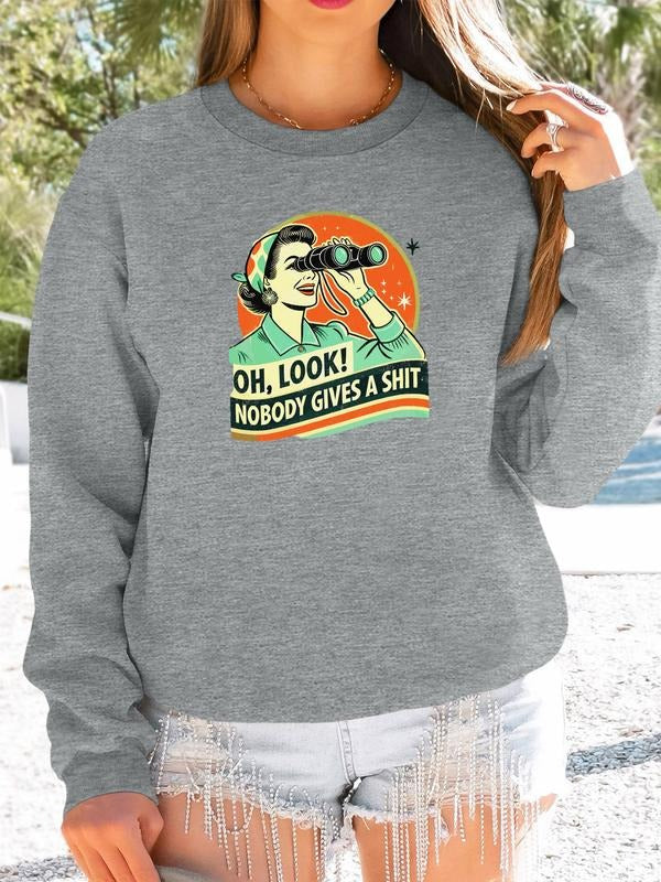 Women's Casual Graffiti Letter Print Long Sleeve Round Neck Pullover Sweatshirt, Available in 8 Colors, Fall & Winter...
