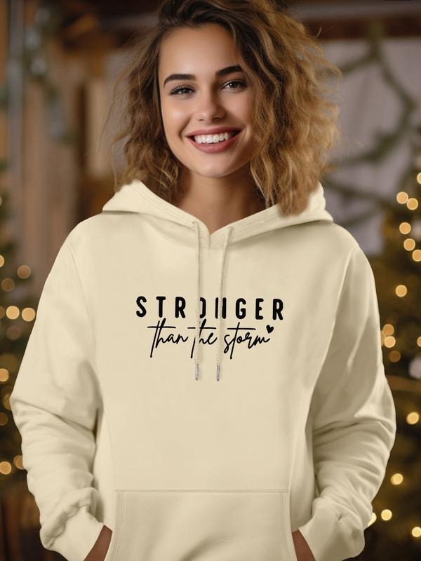 Women's Casual Letter Print Hoodie Sweatshirt with Pocket, Long Sleeve Fitted Design, Fall & Winter Fashion, Available in...