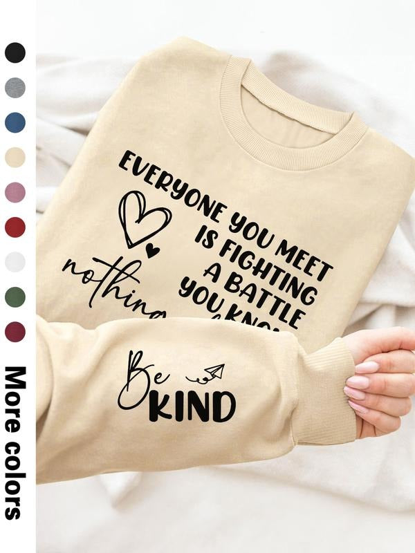Women's Casual Letter Print Long Sleeve Pullover Sweatshirt, Round Neck Drop Shoulder Design, Available in 9 Colors style...
