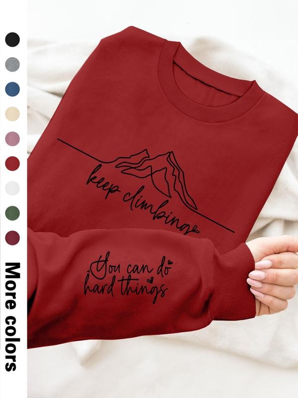 Women's Casual Letter Print Long Sleeve Pullover Sweatshirt, Round Neck Drop Shoulder Design, Available in 9 Colors style...