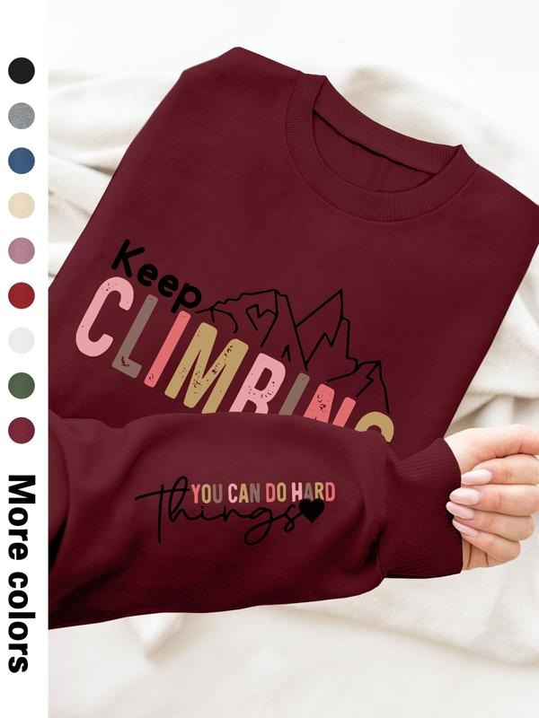 Women's Casual Letter Print Long Sleeve Pullover Sweatshirt, Round Neck Drop Shoulder Design, Available in 9 Colors style...