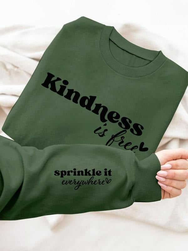Women's Casual Letter Print Long Sleeve Pullover Sweatshirt, Round Neck Drop Shoulder Design, Available in 9 Colors style...