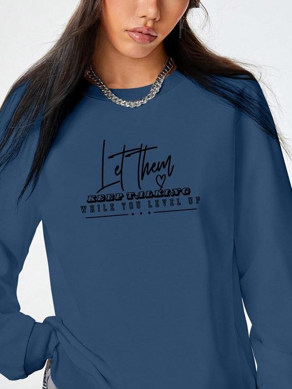 Women's Casual Letter Print Long Sleeve Round Neck Pullover Sweatshirt, Available in 9 Colors, Fall & Winter Fashion...