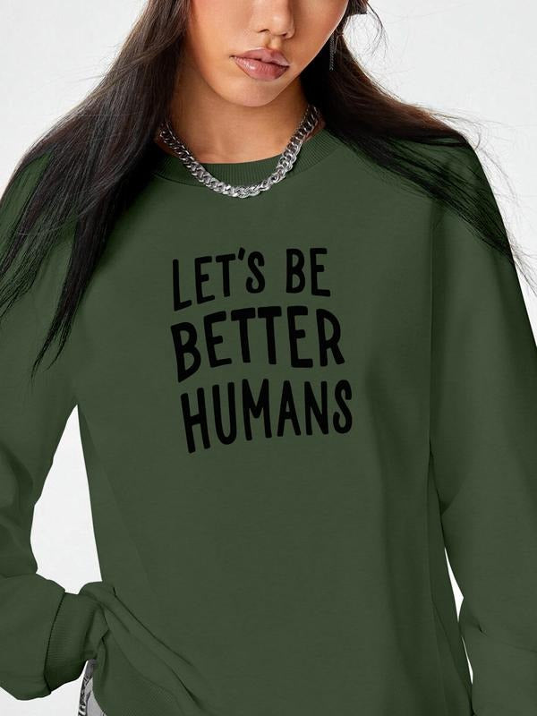 Women's Casual Letter Print Long Sleeve Round Neck Pullover Sweatshirt, Available in 9 Colors, Fall & Winter Fashion...
