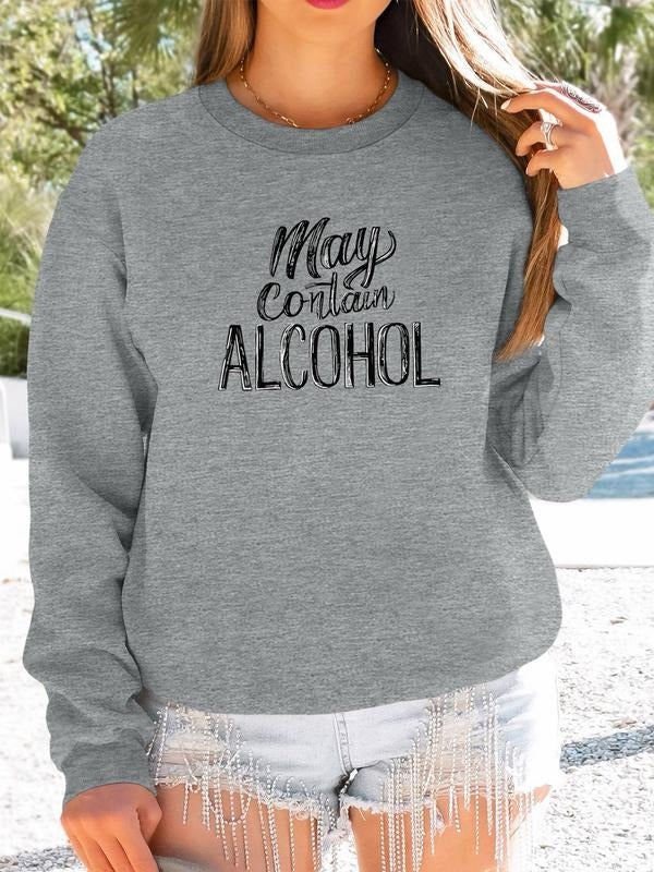 Women's Casual Letter Print Long Sleeve Round Neck Pullover Sweatshirt, Fall & Winter Fashion, Available in 7 Colors...