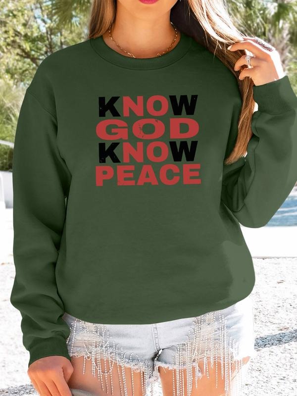 Women's Casual Letter Print Long Sleeve Round Neck Pullover Sweatshirt, Fall & Winter Fitted Landscape Pattern Top, 9...