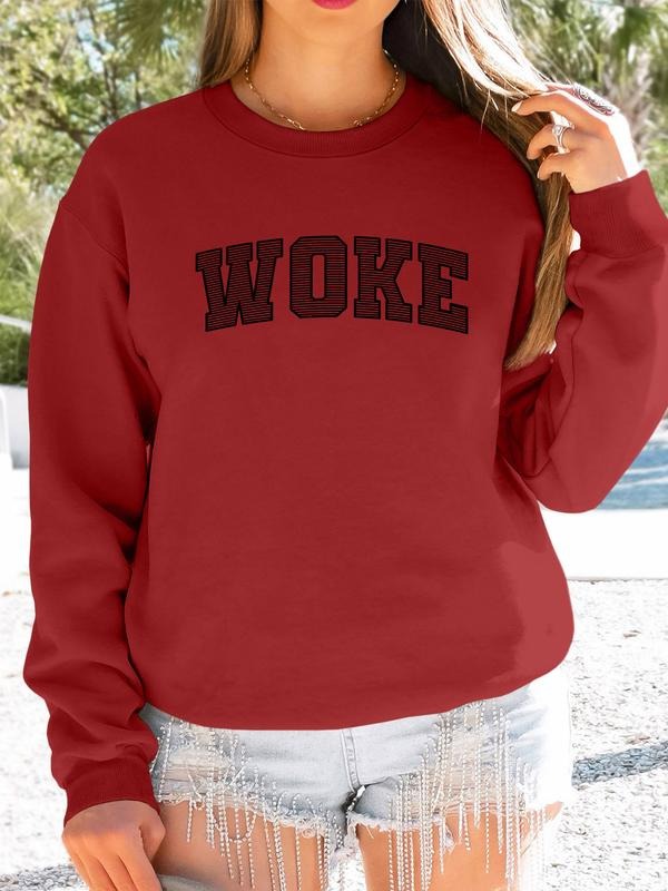 Women's Casual Letter Print Long Sleeve Round Neck Pullover Sweatshirt, Fall & Winter Fitted Landscape Pattern Top, 9...