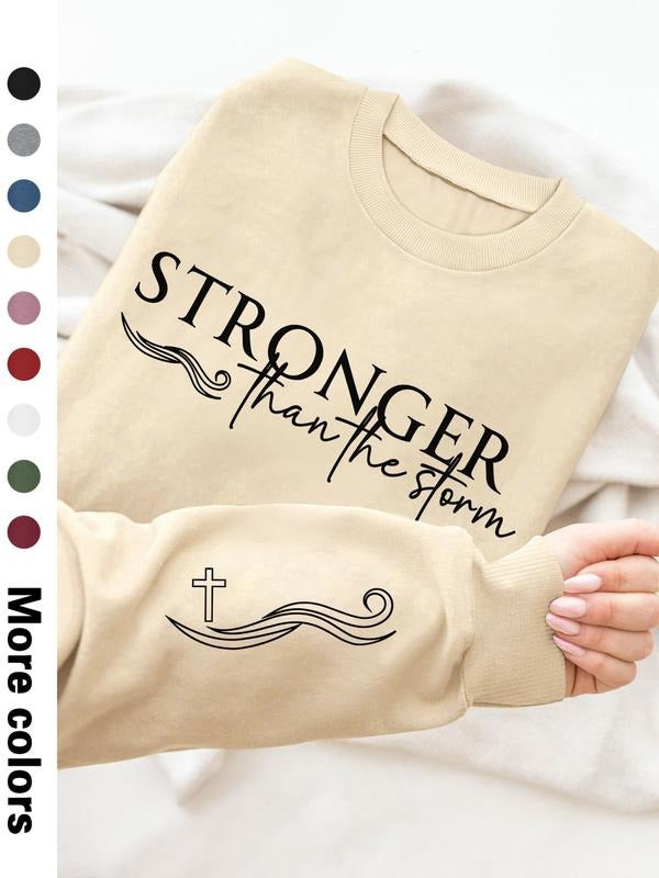 Women's Casual Letter Print Long Sleeve Round Neck Pullover Sweatshirt, Fitted Design, Available in 9 Colors, Fall &...