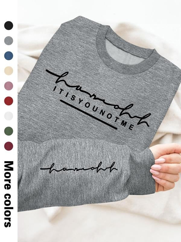 Women's Casual Letter Print Long Sleeve Round Neck Pullover Sweatshirt, Fitted Style, Fall & Winter Fashion, Available in...