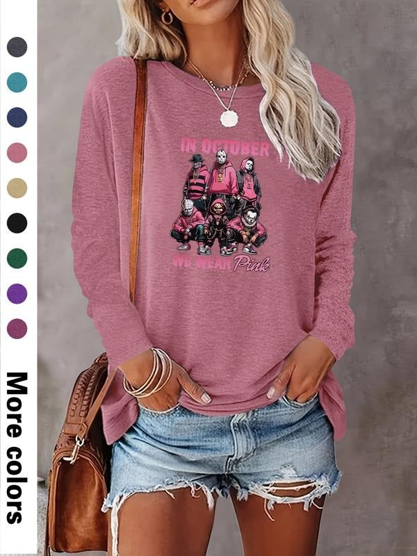 Women's Casual Letter Print Long Sleeve T-Shirt, Comfortable Fabric, Available in 9 Colors, Fitted Style for All Seasons...