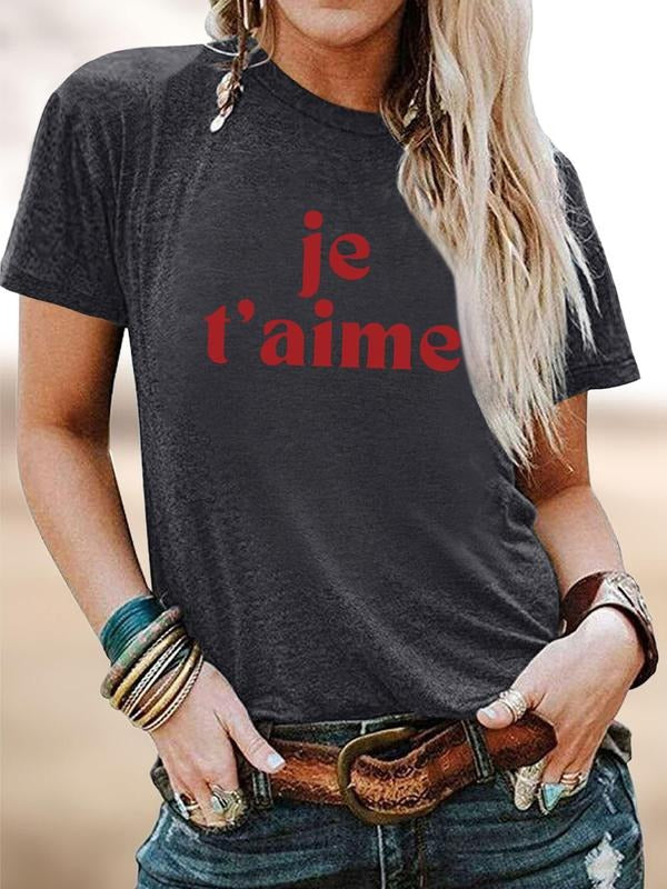 Women's Casual Letter Print Round Neck Short Sleeve T-Shirt, Comfortable Soft Fabric, All Seasons Wear, 11 Colors...