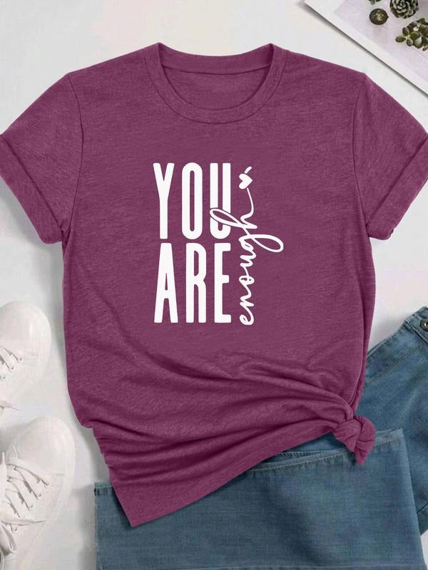 Women's Casual Letters Print Short Sleeve T-Shirt, Comfortable Fabric, Available in 11 Colors, Perfect for All Seasons...
