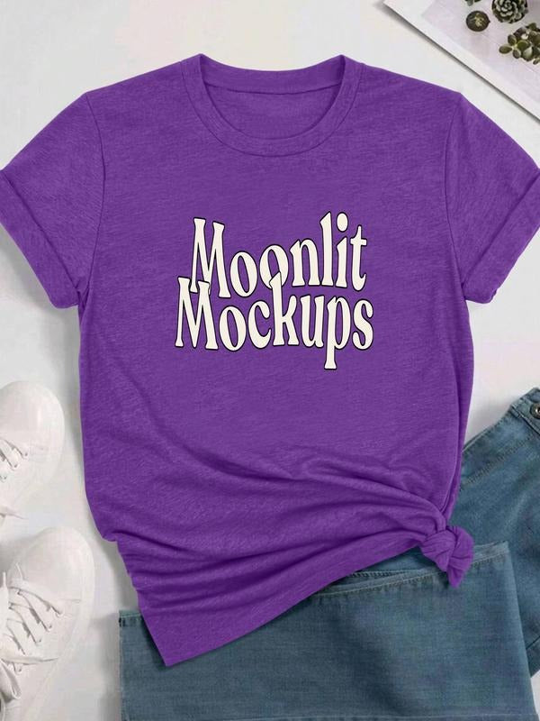 Women's Casual Letters Print Short Sleeve T-Shirt, Comfortable Fabric, Available in 11 Colors, Perfect for All Seasons...
