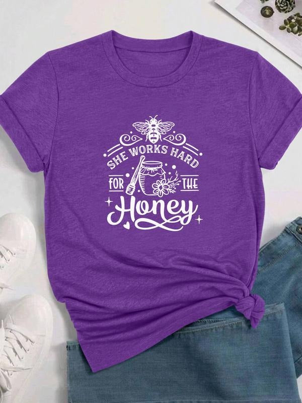 Women's Casual Letters Print Short Sleeve T-Shirt, Comfortable Fabric, Available in 11 Colors, Perfect for All Seasons...