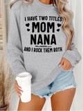 Women's Casual Mom Nana Pattern Pullover Sweater, Soft Long Sleeve Round Neck Sweatshirt, Comfortable Daily Wear