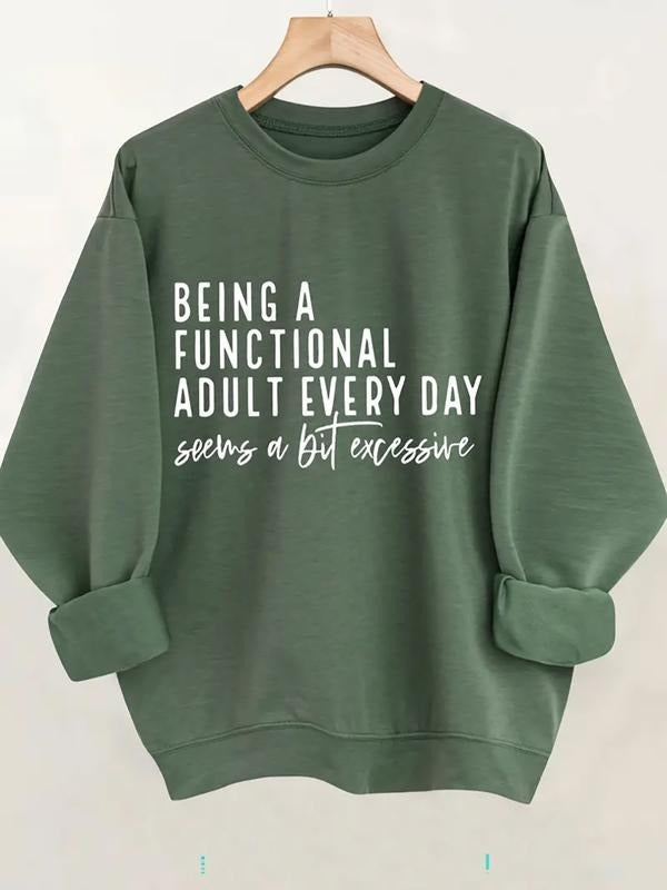 Women's Casual Round Neck Pullover Sweatshirt, Fashionable All Season Wear, Fun Letter Print Design, Perfect Gift Choice...