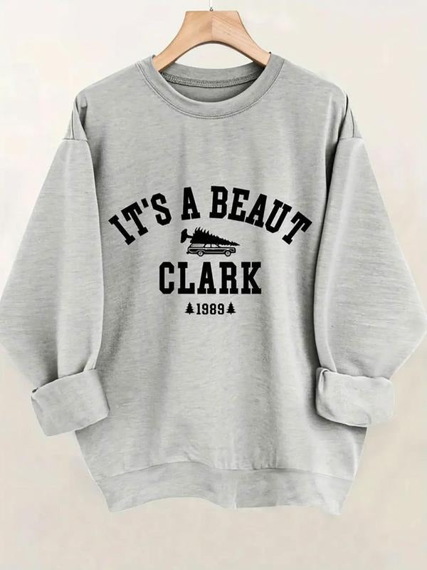 Women's Casual Round Neck Pullover Sweatshirt, Fashionable All Season Wear, Fun Letter Print Design, Perfect Gift Choice...