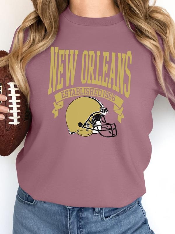 Women's Casual Rugby Print Long Sleeve Round Neck Pullover Sweatshirt, Fitted Moderate Fabric, Fall & Winter Fashion,...