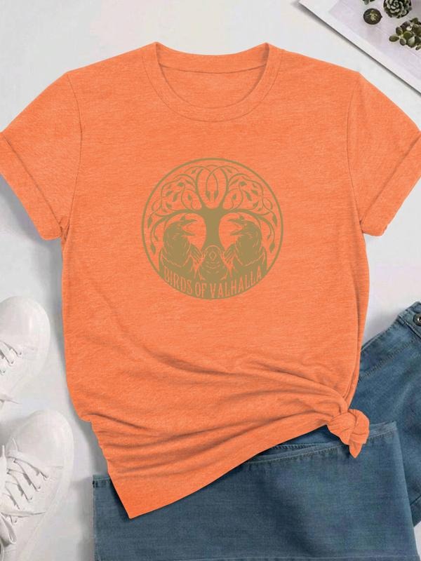 Women's Casual Totem Print Short Sleeve T-Shirt, Comfortable Fabric, Available in 10 Colors, Fitted Style for All Seasons...