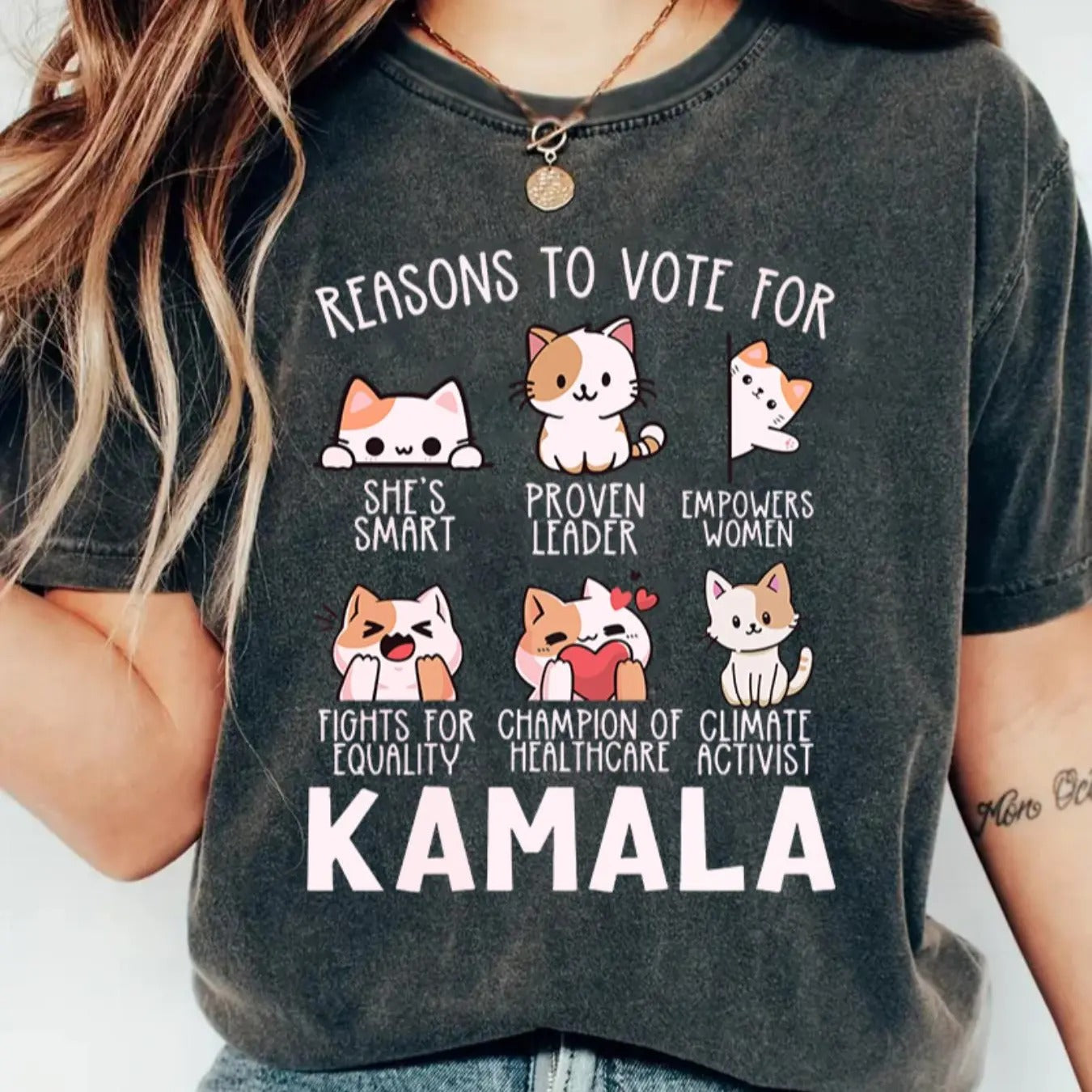 Women's Cat & Letter Print Round Neck Tee, Casual Funny Short Sleeve T-shirt for Summer, Women's Top for Daily Wear...