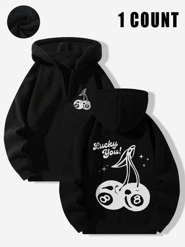 Women's Cherry Print Hoodie, Fashion Casual Hooded Sweatshirt for Daily Holiday Outdoor Wear, Ladies Clothes for Spring &...