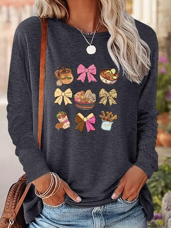 Women's Christmas Casual Fitted Long Sleeve Letter Print T-Shirt, Comfortable Fabric, Available in 9 Colors, All-Season...