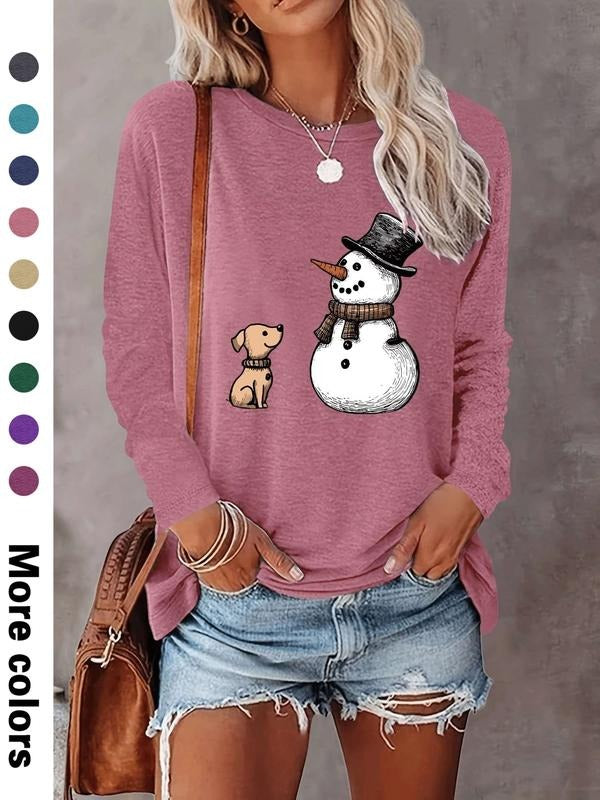 Women's Christmas Casual Fitted Long Sleeve Letter Print T-Shirt, Comfortable Fabric, Available in 9 Colors, Perfect for...