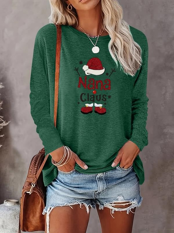 Women's Christmas Casual Long Sleeve Round Neck T-Shirt Top, Comfortable Fabric, Available in 8 Colors, Perfect for All...