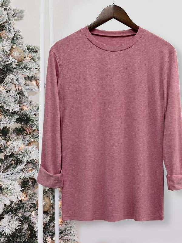 Women's Christmas Casual Long Sleeve Round Neck T-Shirt Top, Comfortable Fabric, Available in 9 Colors, Perfect for All...