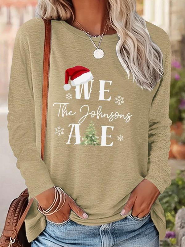 Women's Christmas Fashion Casual Long Sleeve Fitted Tee Shirt, Comfortable Fabric, Available in 9 Colors, Perfect for All...