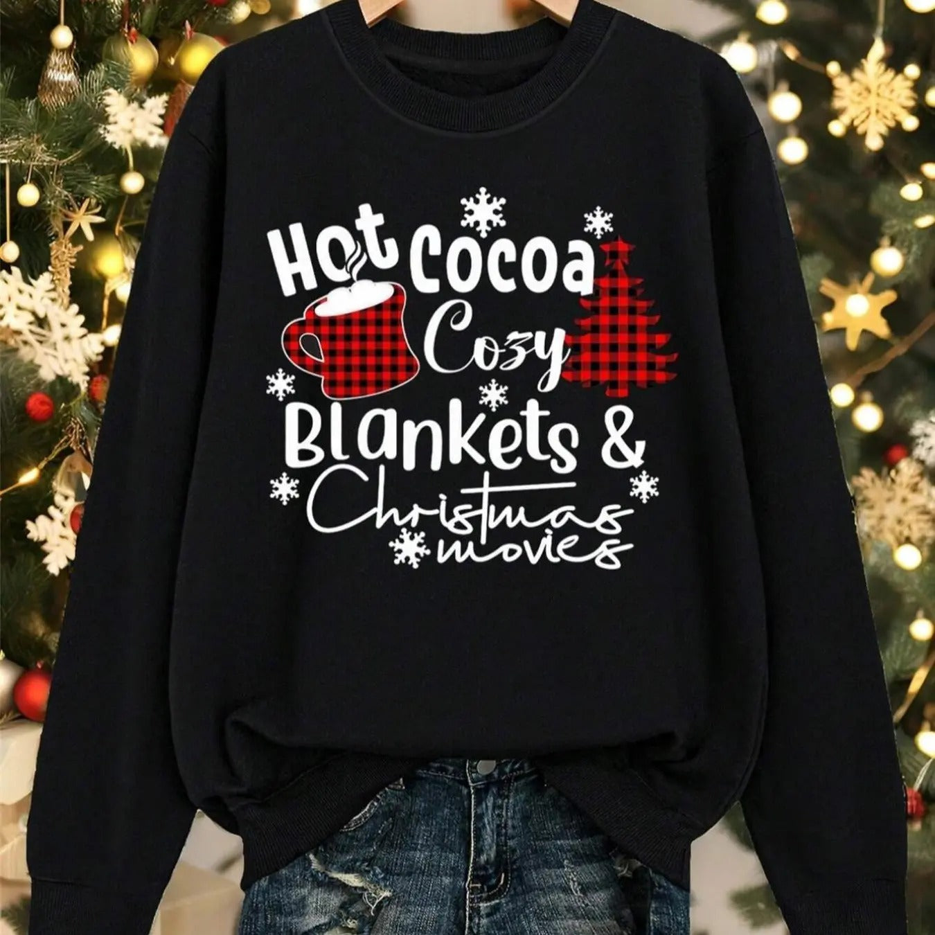 Women's Christmas Letter Print Drop Shoulder Pullover, Casual Long Sleeve Round Neck Sweatshirt for Fall & Winter, Ladies...