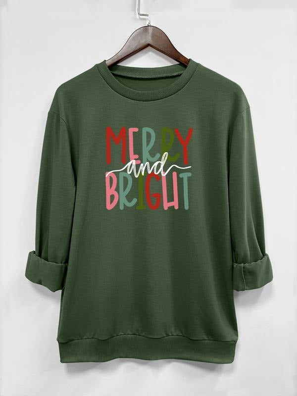 Women's Christmas Letter Print Long Sleeve Round Neck Pullover Sweatshirt, Casual Fitted Design, Available in 6 Colors...