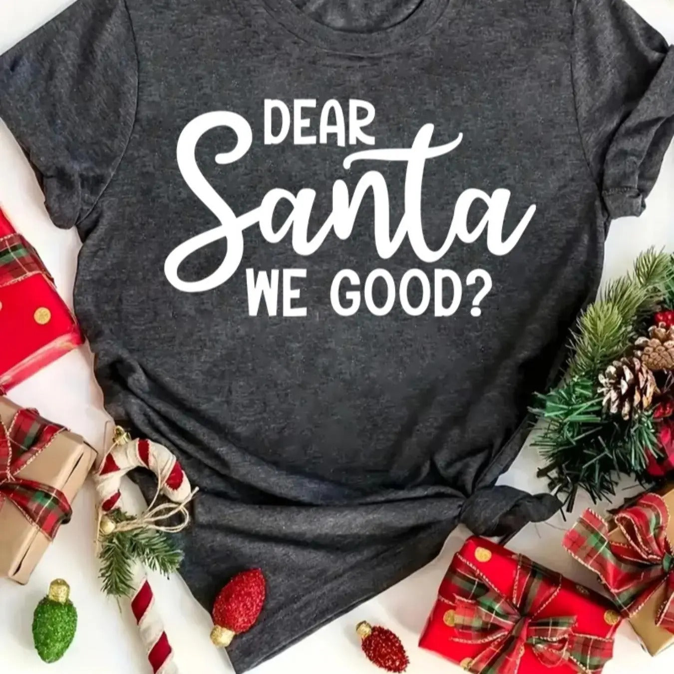 Women's Christmas Letter Print Round Neck Tee, Casual Short Sleeve Crew Neck T-shirt for Holiday Daily Wear, Ladies...