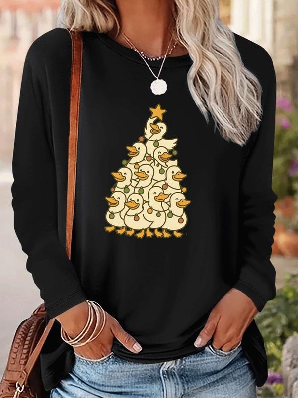 Women's Christmas Long Sleeve Fitted Casual T-Shirt, Comfortable Fabric, Available in 9 Colors, Perfect for All Seasons...
